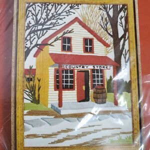 Vintage NEW Pauline Denham Crewel Embroidery Kit Country Store #6058 1974 9x12